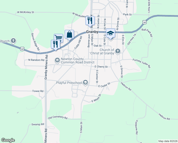 map of restaurants, bars, coffee shops, grocery stores, and more near 648 South Main Street in Granby