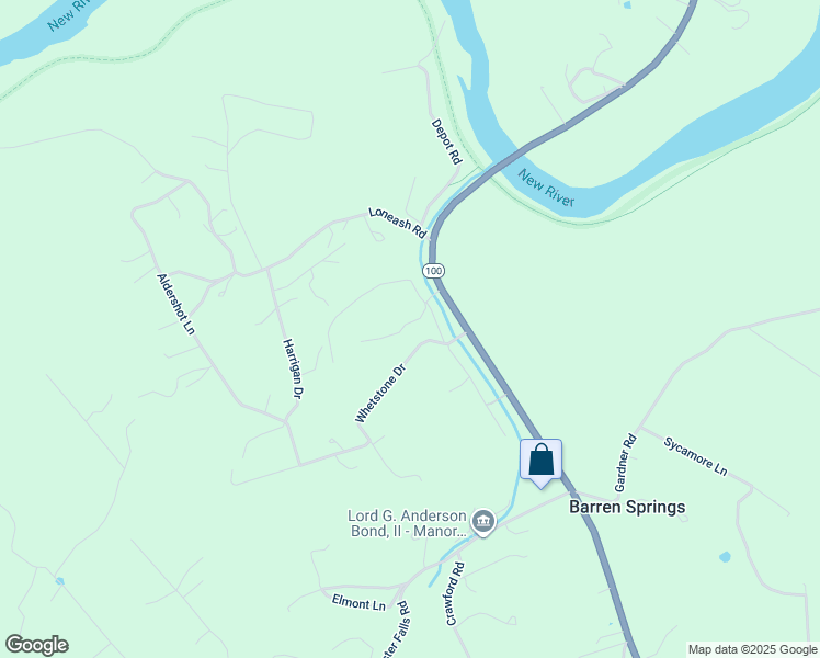 map of restaurants, bars, coffee shops, grocery stores, and more near 2227 Wysor Highway in Barren Springs