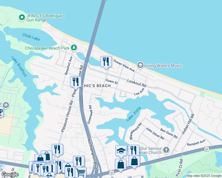 map of restaurants, bars, coffee shops, grocery stores, and more near 4513 Lee Avenue in Virginia Beach