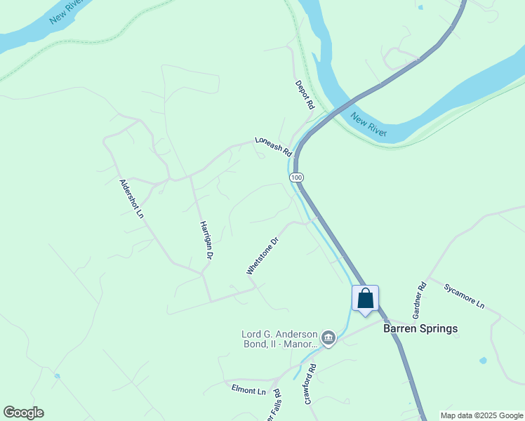 map of restaurants, bars, coffee shops, grocery stores, and more near 2227 Wysor Highway in Barren Springs