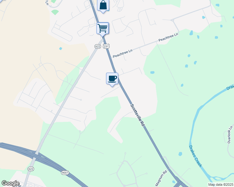 map of restaurants, bars, coffee shops, grocery stores, and more near 5945 Scottsville Road in Bowling Green
