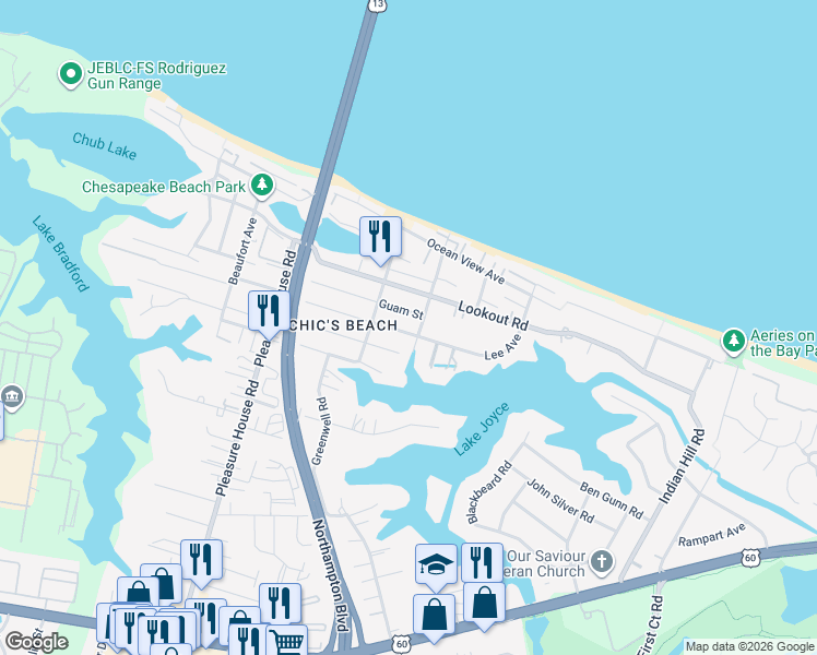map of restaurants, bars, coffee shops, grocery stores, and more near in Virginia Beach