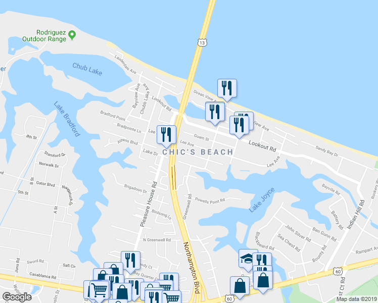 map of restaurants, bars, coffee shops, grocery stores, and more near in Virginia Beach