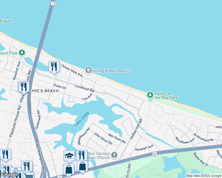 map of restaurants, bars, coffee shops, grocery stores, and more near 4329 Sandy Bay Drive in Virginia Beach