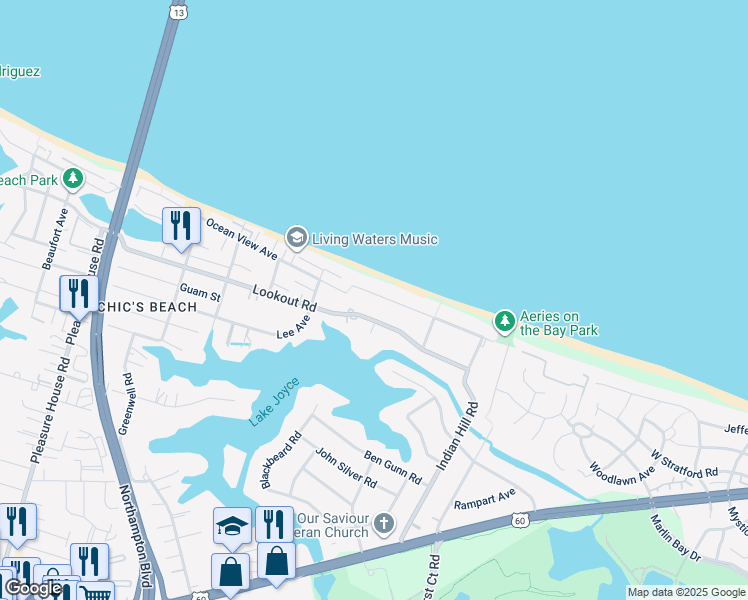 map of restaurants, bars, coffee shops, grocery stores, and more near 4329 Sandy Bay Drive in Virginia Beach
