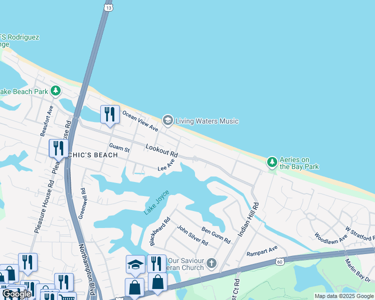 map of restaurants, bars, coffee shops, grocery stores, and more near 4411 Ocean View Avenue in Virginia Beach