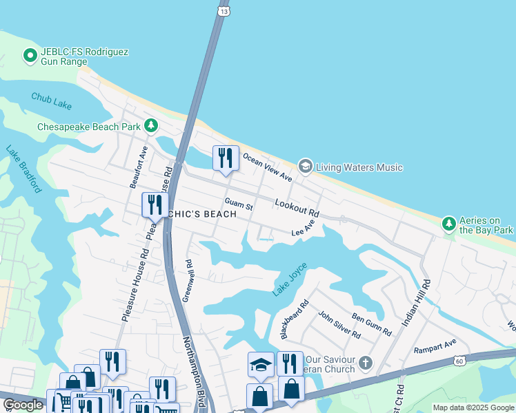 map of restaurants, bars, coffee shops, grocery stores, and more near 4492 Lookout Road in Virginia Beach