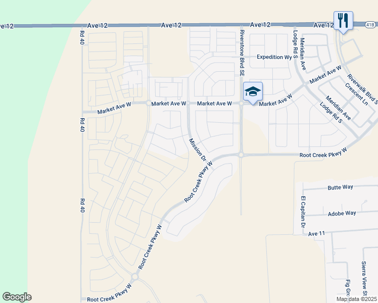 map of restaurants, bars, coffee shops, grocery stores, and more near Unnamed Road in Madera