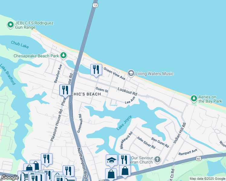 map of restaurants, bars, coffee shops, grocery stores, and more near 4492 Lookout Road in Virginia Beach