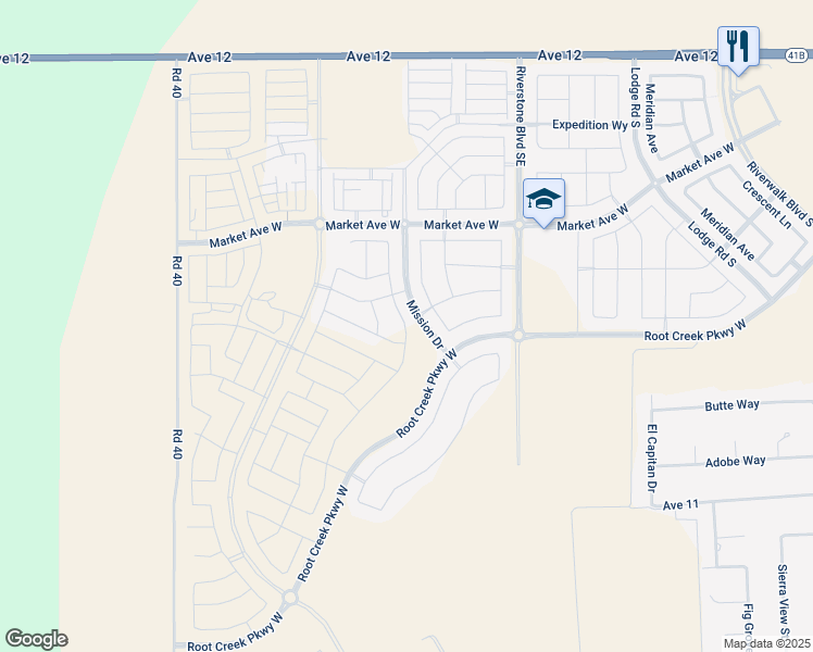 map of restaurants, bars, coffee shops, grocery stores, and more near Unnamed Road in Madera