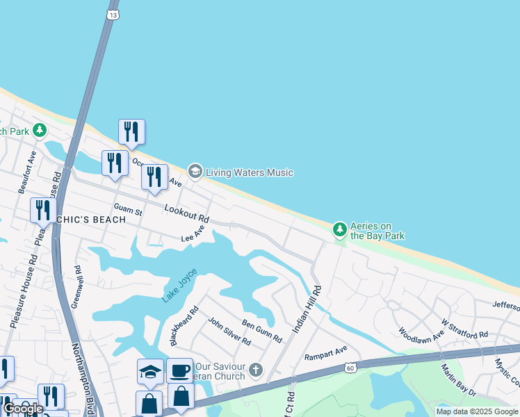 map of restaurants, bars, coffee shops, grocery stores, and more near 4324 Sandy Bay Drive in Virginia Beach