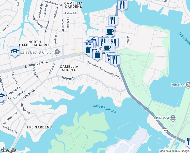 map of restaurants, bars, coffee shops, grocery stores, and more near 4024 Heutte Drive in Norfolk