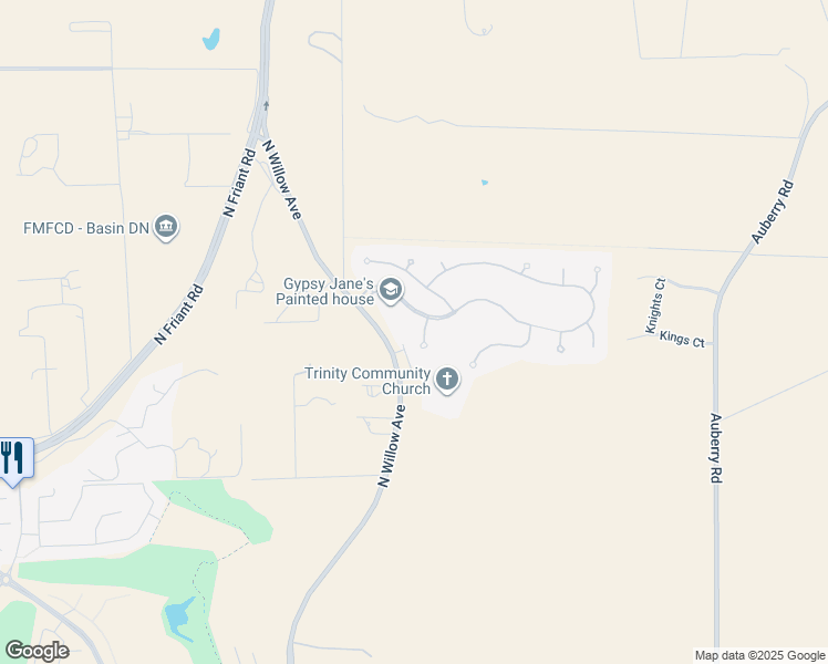 map of restaurants, bars, coffee shops, grocery stores, and more near 12226 North Via Tesoro Avenue in Clovis