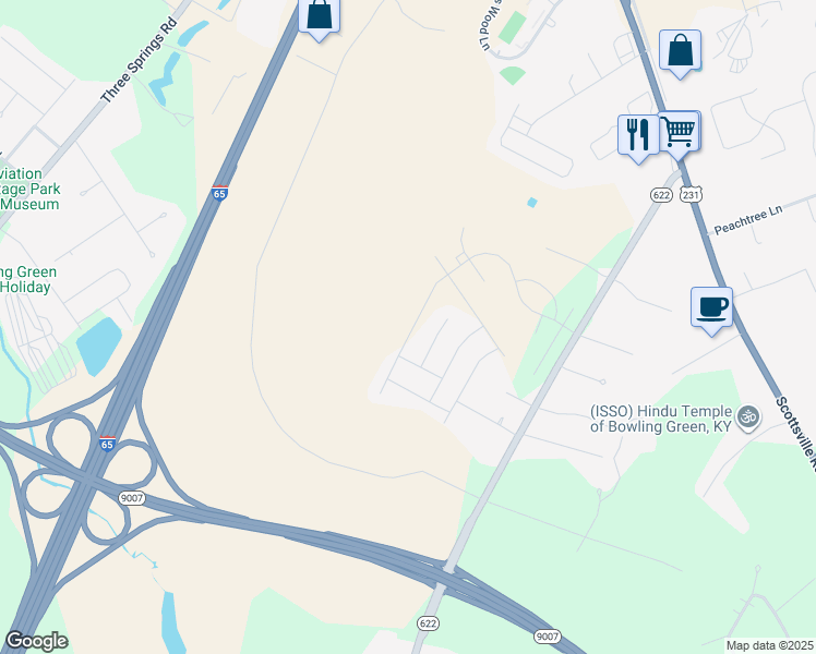 map of restaurants, bars, coffee shops, grocery stores, and more near 681 Plano Road in Bowling Green
