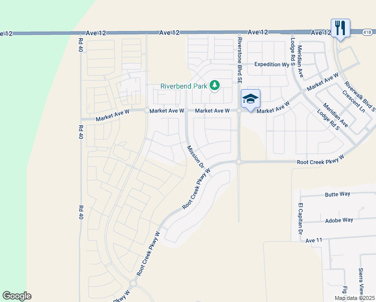 map of restaurants, bars, coffee shops, grocery stores, and more near Unnamed Road in Madera