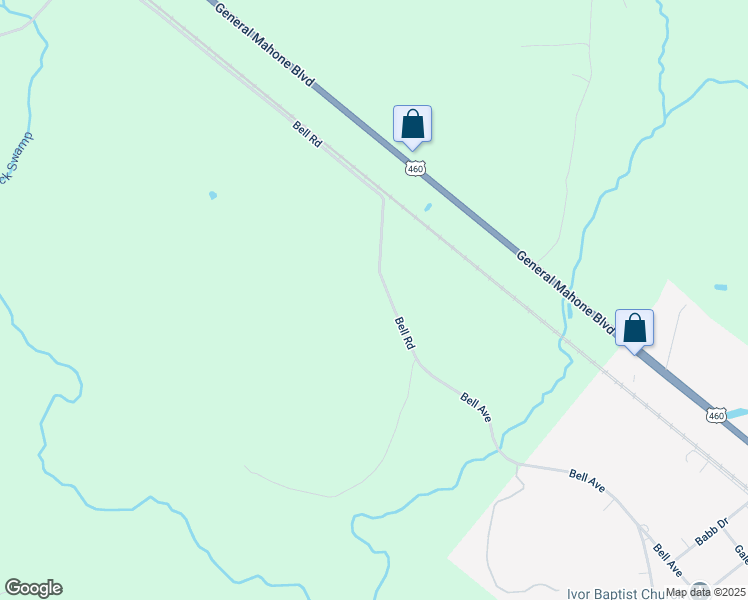 map of restaurants, bars, coffee shops, grocery stores, and more near 7684 Bell Road in Ivor