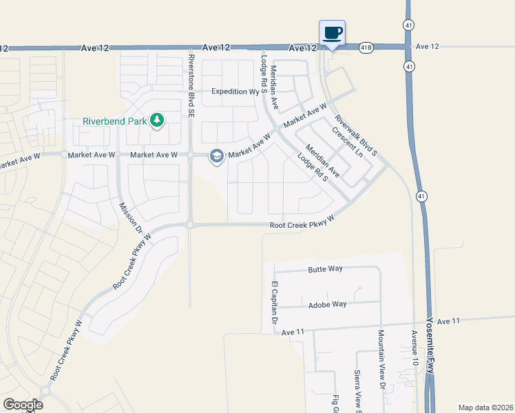 map of restaurants, bars, coffee shops, grocery stores, and more near 730 Forester Lane South in Madera