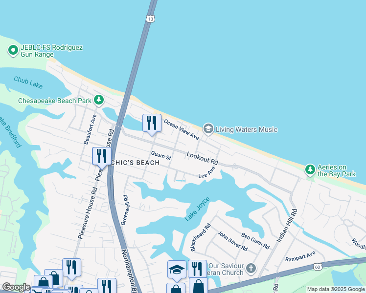 map of restaurants, bars, coffee shops, grocery stores, and more near 4491 Lauderdale Avenue in Virginia Beach