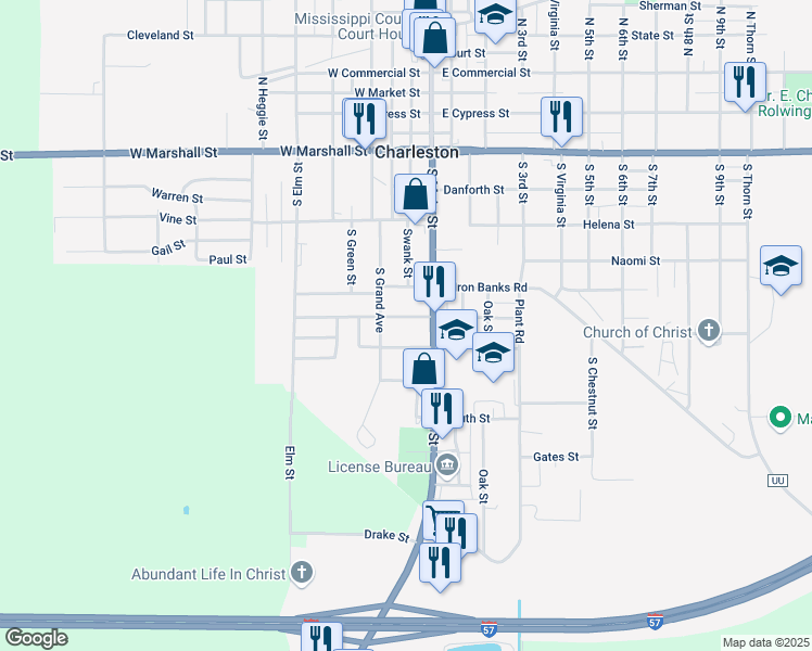 map of restaurants, bars, coffee shops, grocery stores, and more near 101-199 W Tom Brown St in Charleston