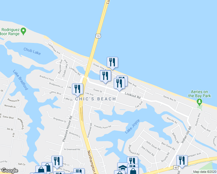 map of restaurants, bars, coffee shops, grocery stores, and more near 4532 Lookout Road in Virginia Beach