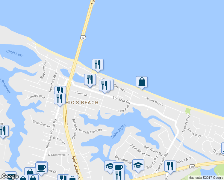 map of restaurants, bars, coffee shops, grocery stores, and more near 4488 Lauderdale Avenue in Virginia Beach