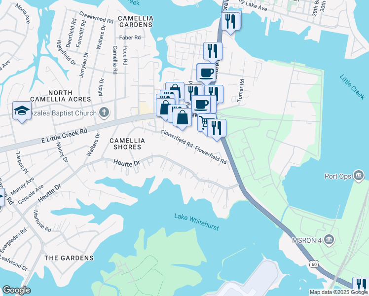 map of restaurants, bars, coffee shops, grocery stores, and more near 4024 Heutte Drive in Norfolk