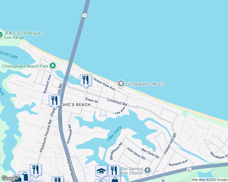 map of restaurants, bars, coffee shops, grocery stores, and more near 4470 Lauderdale Avenue in Virginia Beach