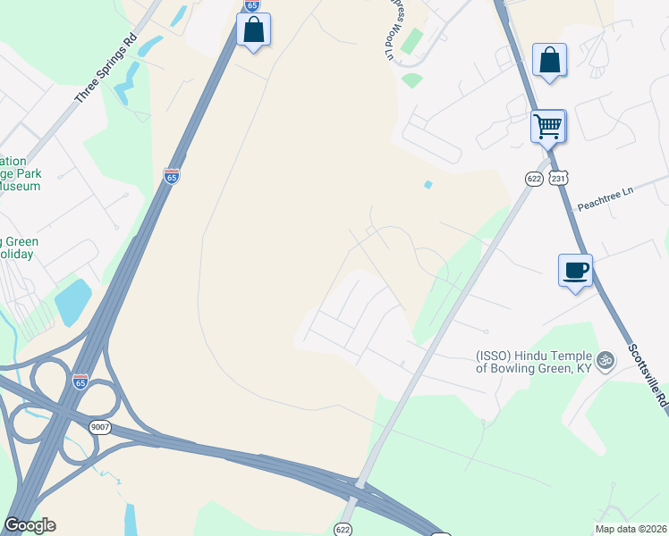 map of restaurants, bars, coffee shops, grocery stores, and more near Hilldale Avenue in Bowling Green