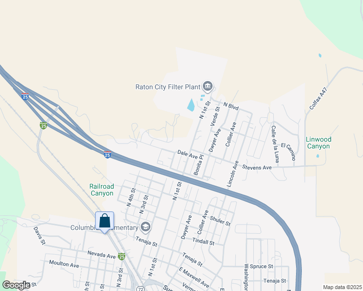 map of restaurants, bars, coffee shops, grocery stores, and more near 1210 North 1st Street in Raton