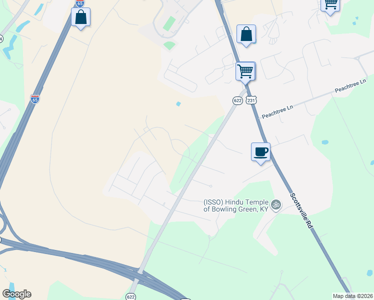 map of restaurants, bars, coffee shops, grocery stores, and more near 385 Plano Road in Bowling Green