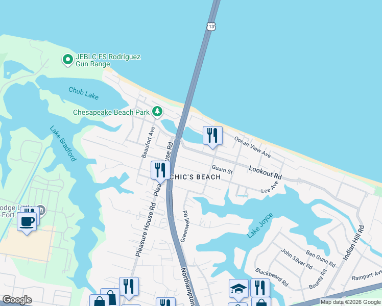 map of restaurants, bars, coffee shops, grocery stores, and more near 4646 Lookout Road in Virginia Beach