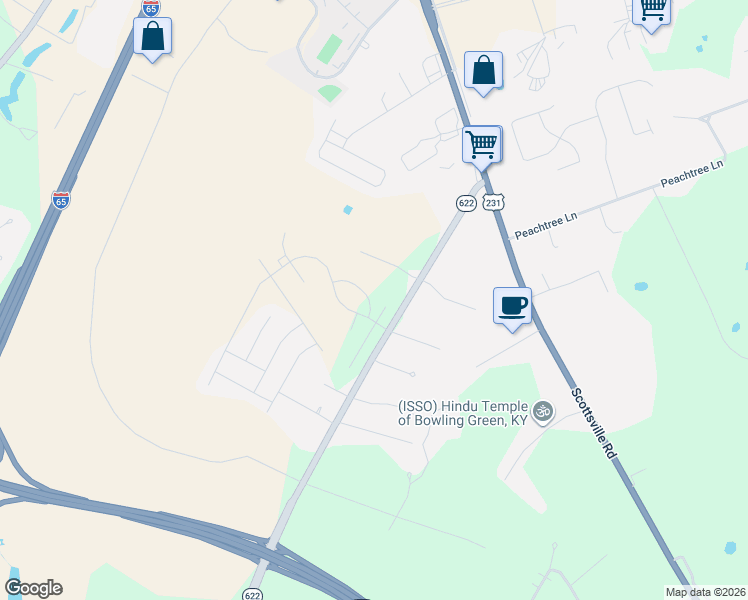 map of restaurants, bars, coffee shops, grocery stores, and more near 385 Plano Road in Bowling Green