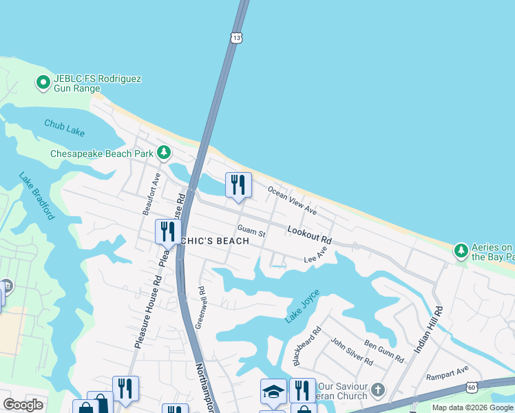 map of restaurants, bars, coffee shops, grocery stores, and more near 4532 Lauderdale Avenue in Virginia Beach