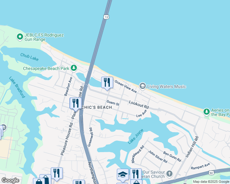 map of restaurants, bars, coffee shops, grocery stores, and more near 4532 Lauderdale Avenue in Virginia Beach