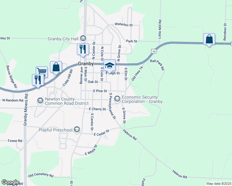 map of restaurants, bars, coffee shops, grocery stores, and more near 401-537 E Pine St in Granby