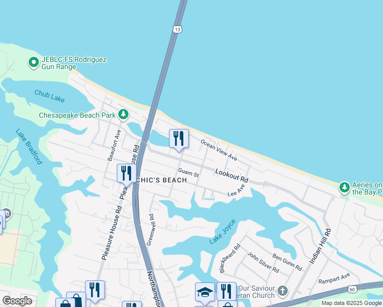 map of restaurants, bars, coffee shops, grocery stores, and more near 4532 Lauderdale Avenue in Virginia Beach