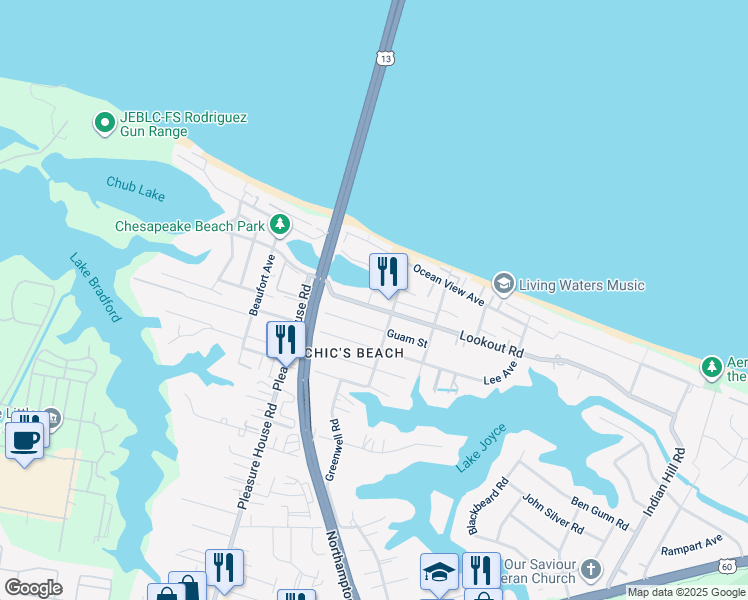 map of restaurants, bars, coffee shops, grocery stores, and more near 4620 Lookout Road in Virginia Beach