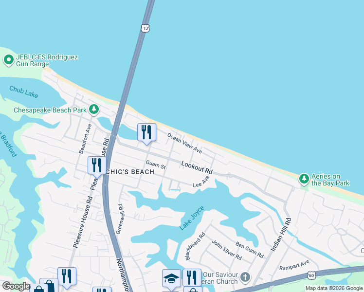 map of restaurants, bars, coffee shops, grocery stores, and more near 4487 Ocean View Avenue in Virginia Beach