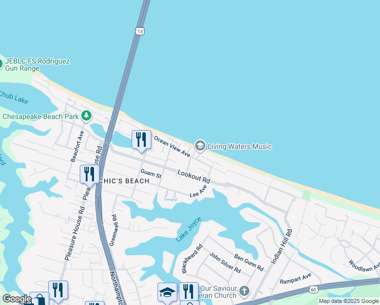 map of restaurants, bars, coffee shops, grocery stores, and more near 4472 Ocean View Avenue in Virginia Beach