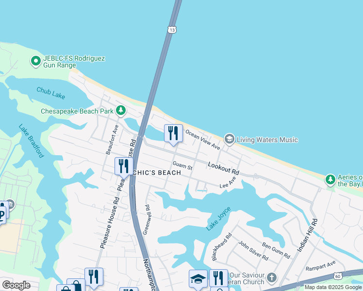 map of restaurants, bars, coffee shops, grocery stores, and more near 4532 Lauderdale Avenue in Virginia Beach