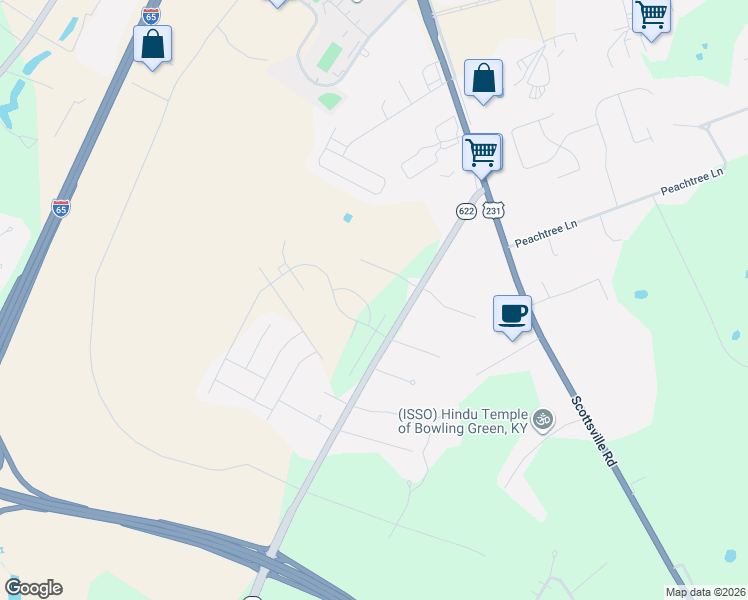 map of restaurants, bars, coffee shops, grocery stores, and more near 385 Plano Road in Bowling Green