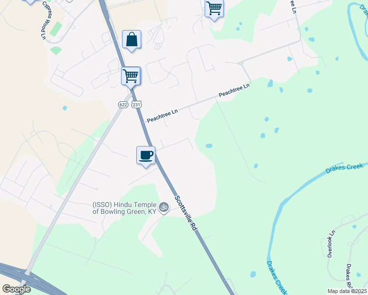 map of restaurants, bars, coffee shops, grocery stores, and more near 5700-5898 Scottsville Road in Bowling Green