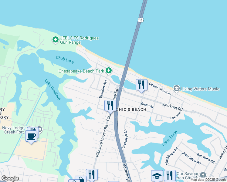 map of restaurants, bars, coffee shops, grocery stores, and more near 2521 Bridgeside Place in Virginia Beach