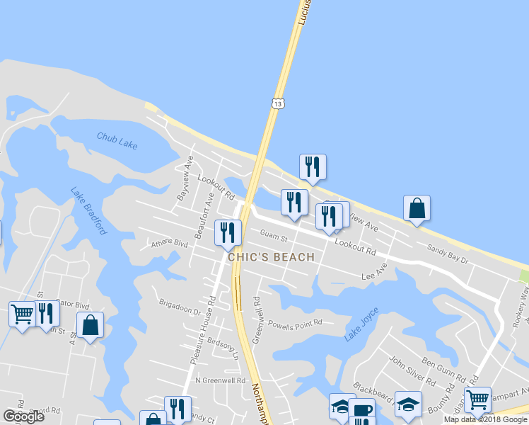 map of restaurants, bars, coffee shops, grocery stores, and more near 4646 Lookout Road in Virginia Beach