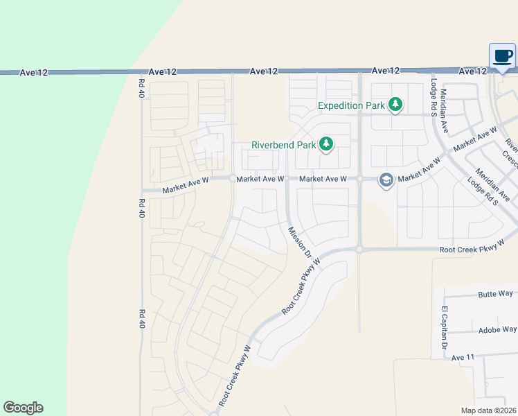 map of restaurants, bars, coffee shops, grocery stores, and more near Market Avenue in Madera