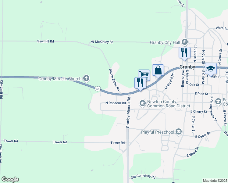 map of restaurants, bars, coffee shops, grocery stores, and more near 901-929 West Valley Street in Granby