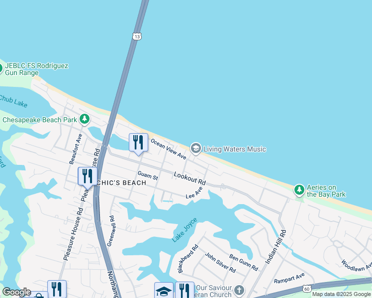 map of restaurants, bars, coffee shops, grocery stores, and more near 4472 Ocean View Avenue in Virginia Beach