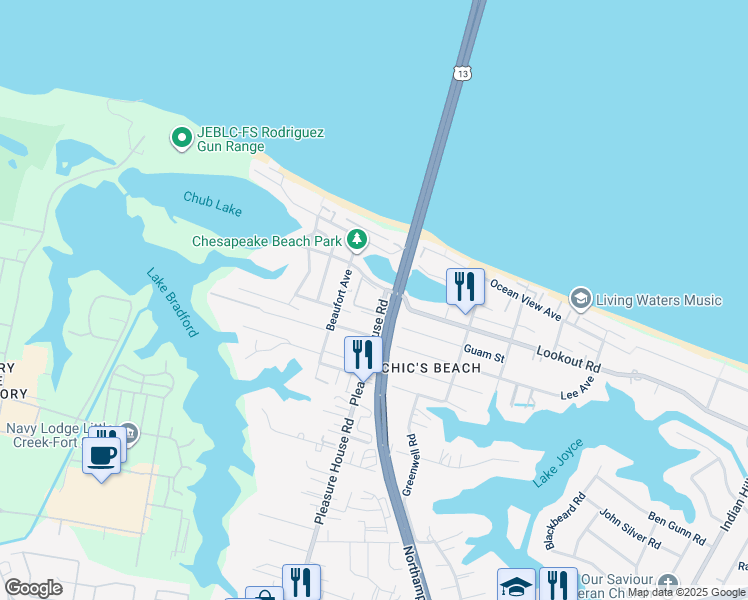map of restaurants, bars, coffee shops, grocery stores, and more near 2521 Bridgeside Place in Virginia Beach