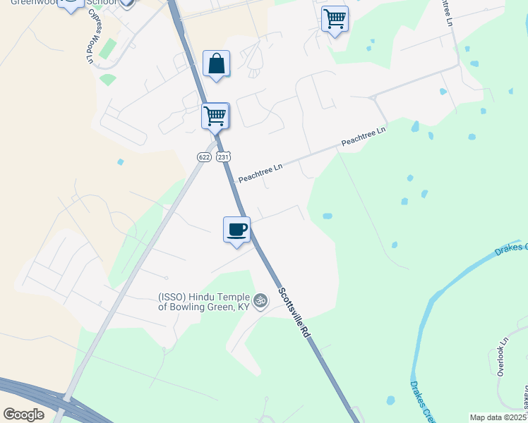 map of restaurants, bars, coffee shops, grocery stores, and more near 5895 Otte Court in Bowling Green