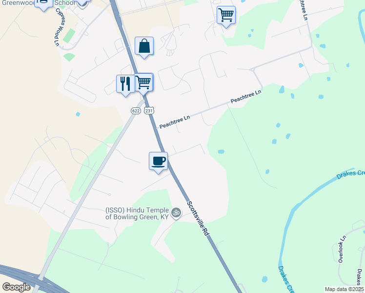 map of restaurants, bars, coffee shops, grocery stores, and more near 5895 Otte Court in Bowling Green